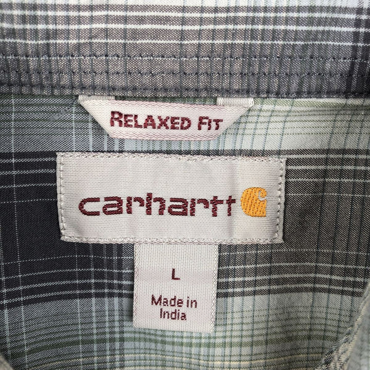 Carhartt Relaxed Fit Ombre Check Button-Down Short Sleeve Work Shirt, Men's Size L cotton ivory Vintage Second Hand