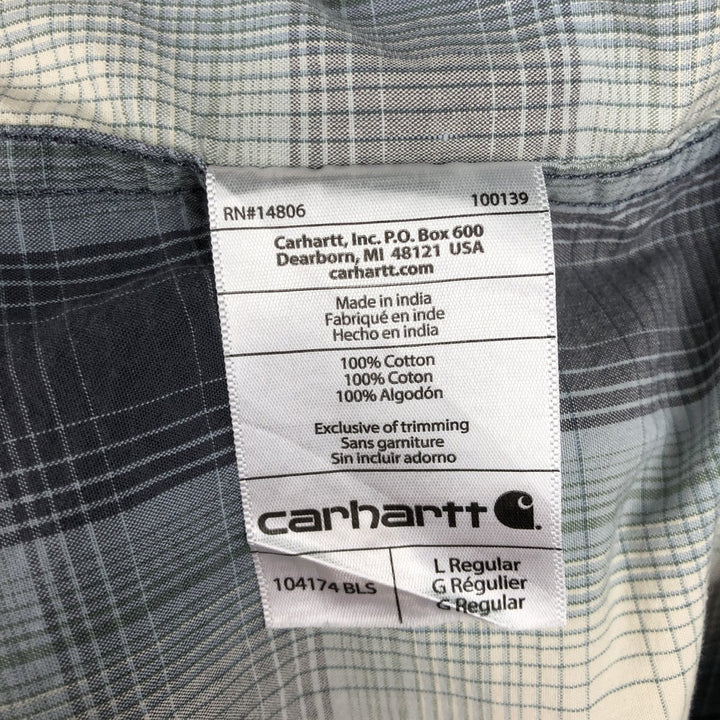 Carhartt Relaxed Fit Ombre Check Button-Down Short Sleeve Work Shirt, Men's Size L cotton ivory Vintage Second Hand