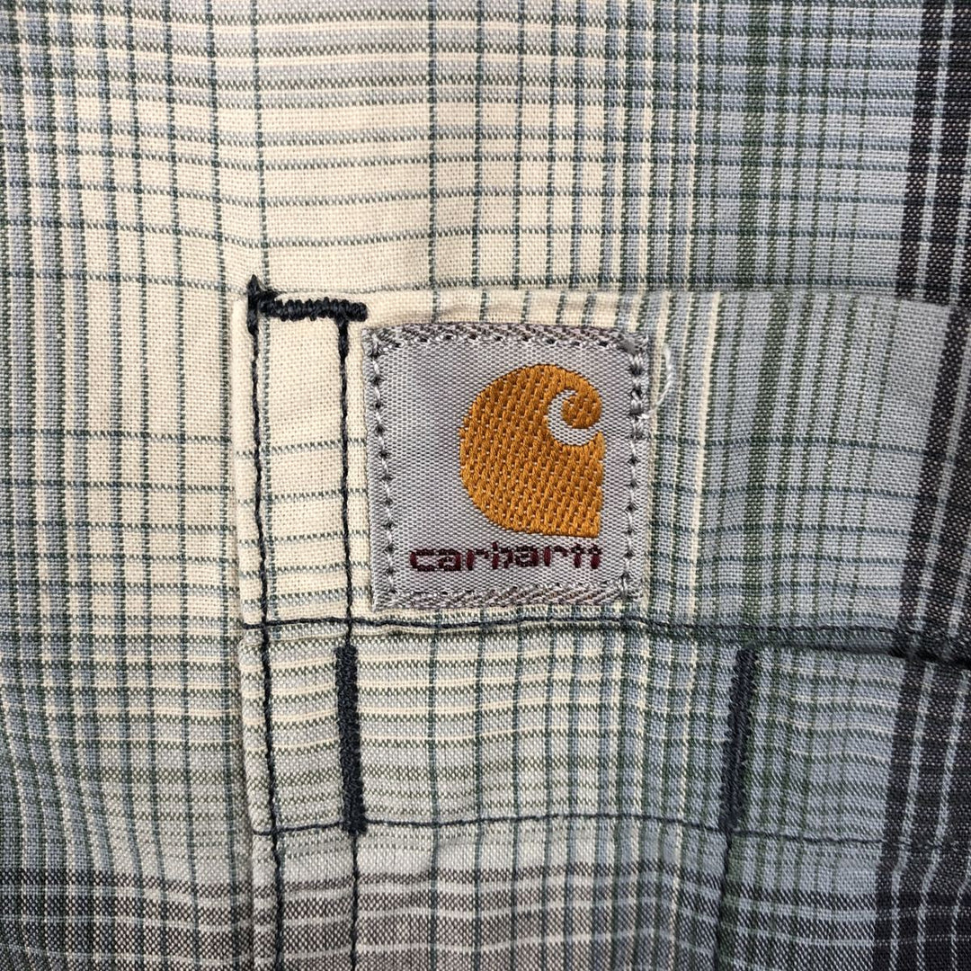 Carhartt Relaxed Fit Ombre Check Button-Down Short Sleeve Work Shirt, Men's Size L cotton ivory Vintage Second Hand