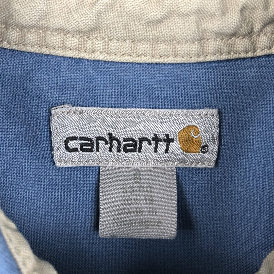 Carhartt Short-Sleeve Work Shirt, Men's Size S (approx.) cotton Blue type light blue Vintage Second Hand