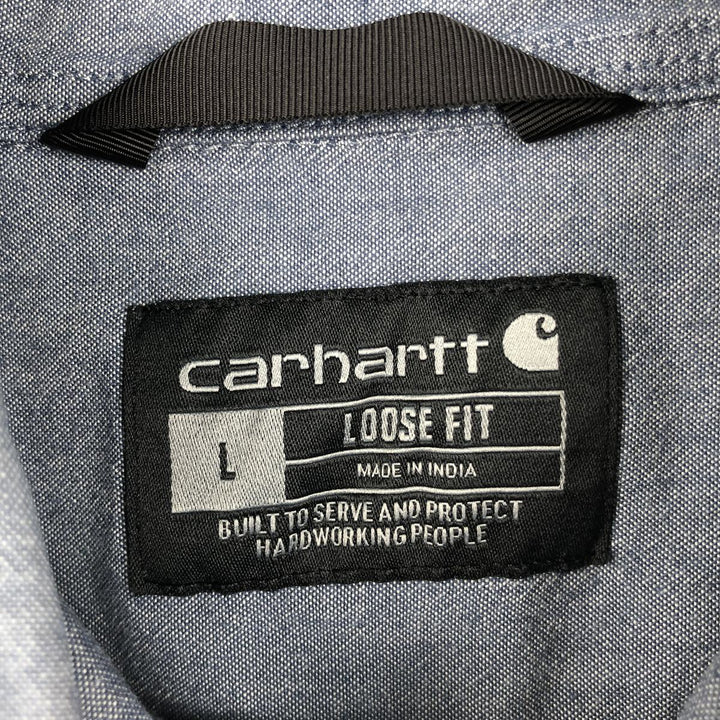 Carhartt Loose Fit Button-Down Short Sleeve Work Shirt, Men's Size L cotton Blue type light blue Vintage Second Hand