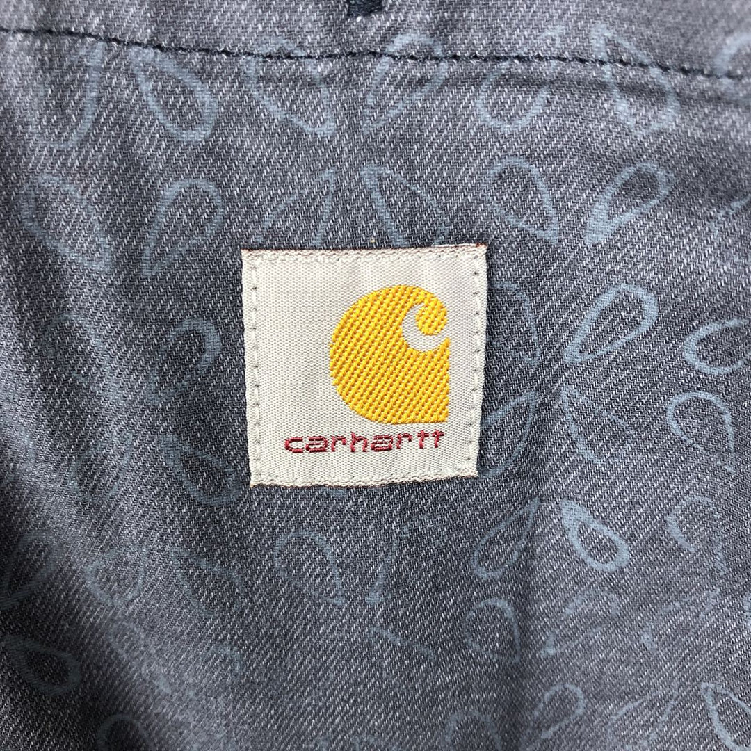 Carhartt Relaxed Fit Rugged Flex All-Over Print Short-Sleeve Work Shirt, Men's Size M (approx.) cotton navy blue type Vintage Second Hand