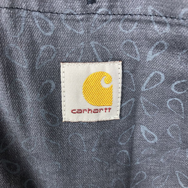 Carhartt Relaxed Fit Rugged Flex All-Over Print Short-Sleeve Work Shirt, Men's Size M (approx.) cotton navy blue type Vintage Second Hand