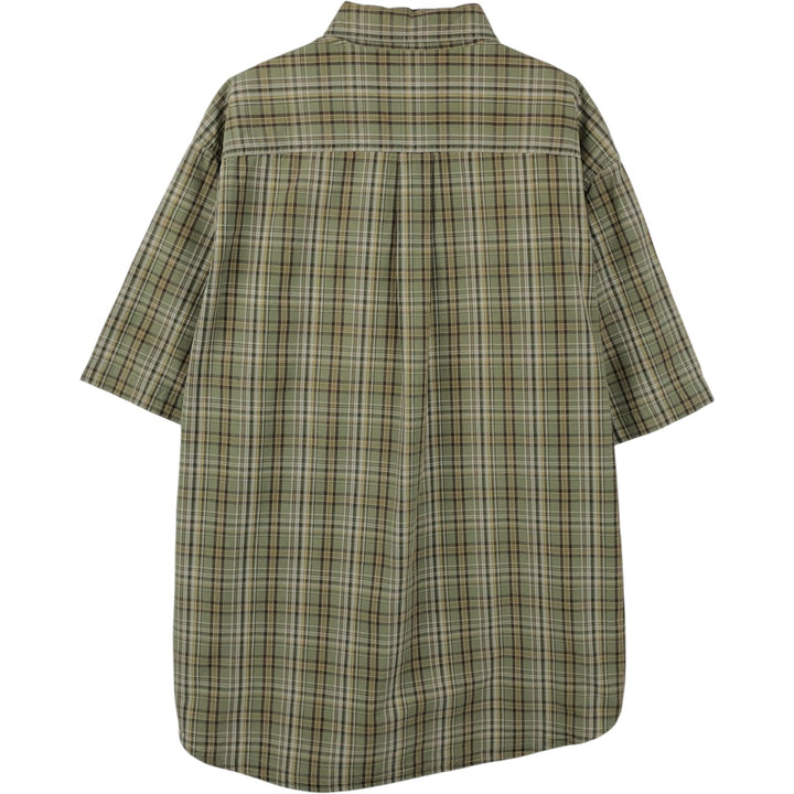 2000'S Carhartt Check Pattern Button-Down Short-Sleeve Work Shirt, Men's Size L (approx.) cotton Khaki type Vintage Second Hand