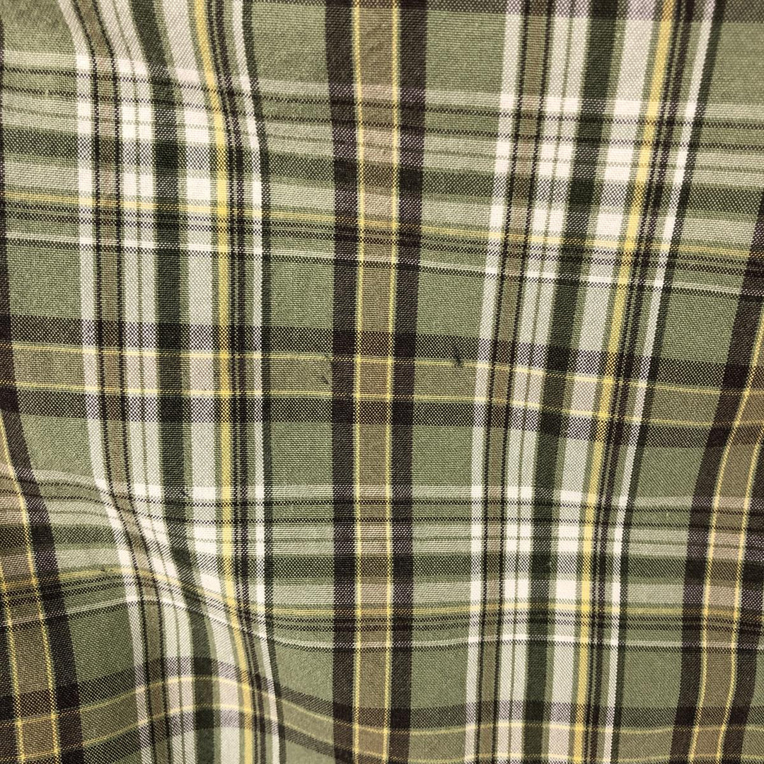 2000'S Carhartt Check Pattern Button-Down Short-Sleeve Work Shirt, Men's Size L (approx.) cotton Khaki type Vintage Second Hand