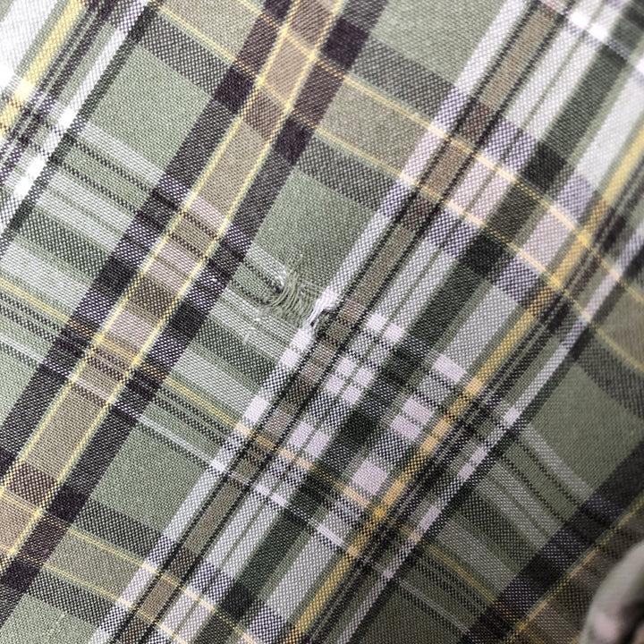 2000'S Carhartt Check Pattern Button-Down Short-Sleeve Work Shirt, Men's Size L (approx.) cotton Khaki type Vintage Second Hand