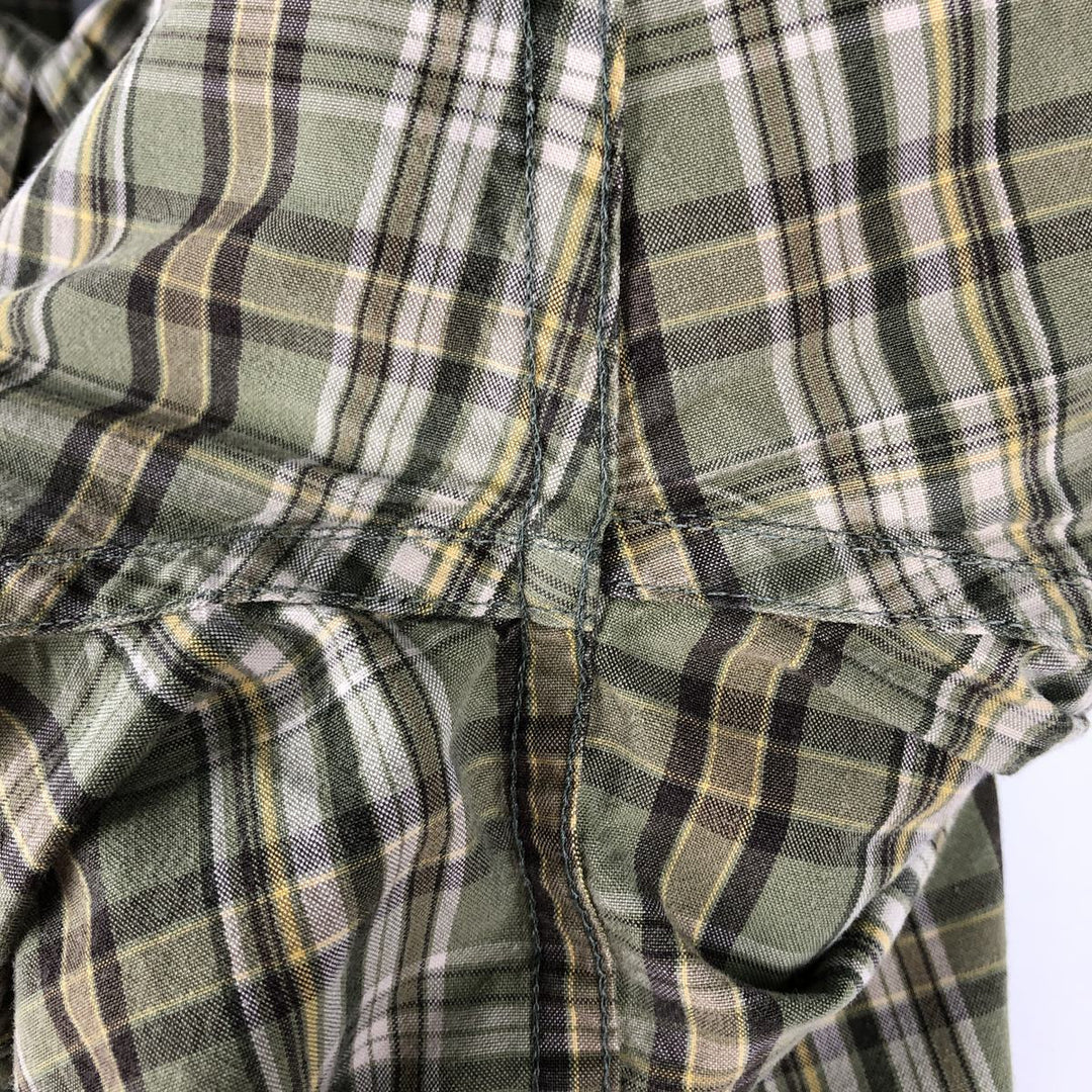 2000'S Carhartt Check Pattern Button-Down Short-Sleeve Work Shirt, Men's Size L (approx.) cotton Khaki type Vintage Second Hand