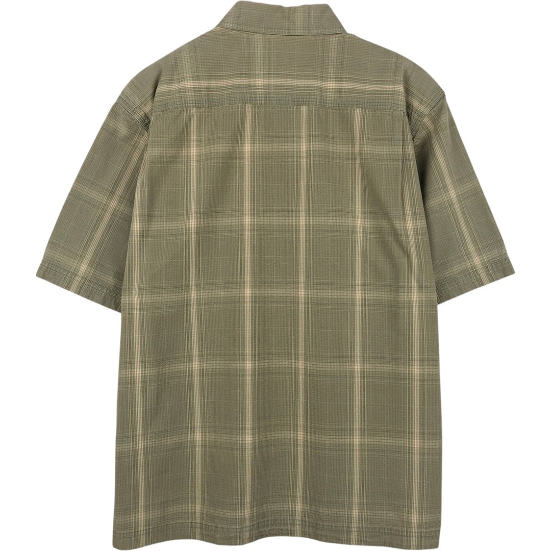 Carhartt Check Pattern Ripstop Short-Sleeve Work Shirt, Boxy Shirt, Men's Size L (approx.) cotton Khaki type sage green Vintage Second Hand