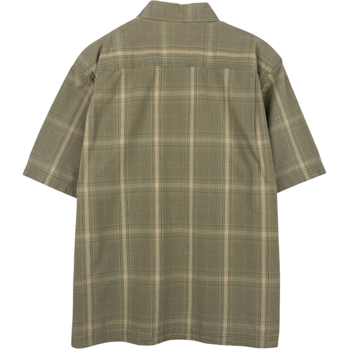 Carhartt Check Pattern Ripstop Short-Sleeve Work Shirt, Boxy Shirt, Men's Size L (approx.) cotton Khaki type sage green Vintage Second Hand