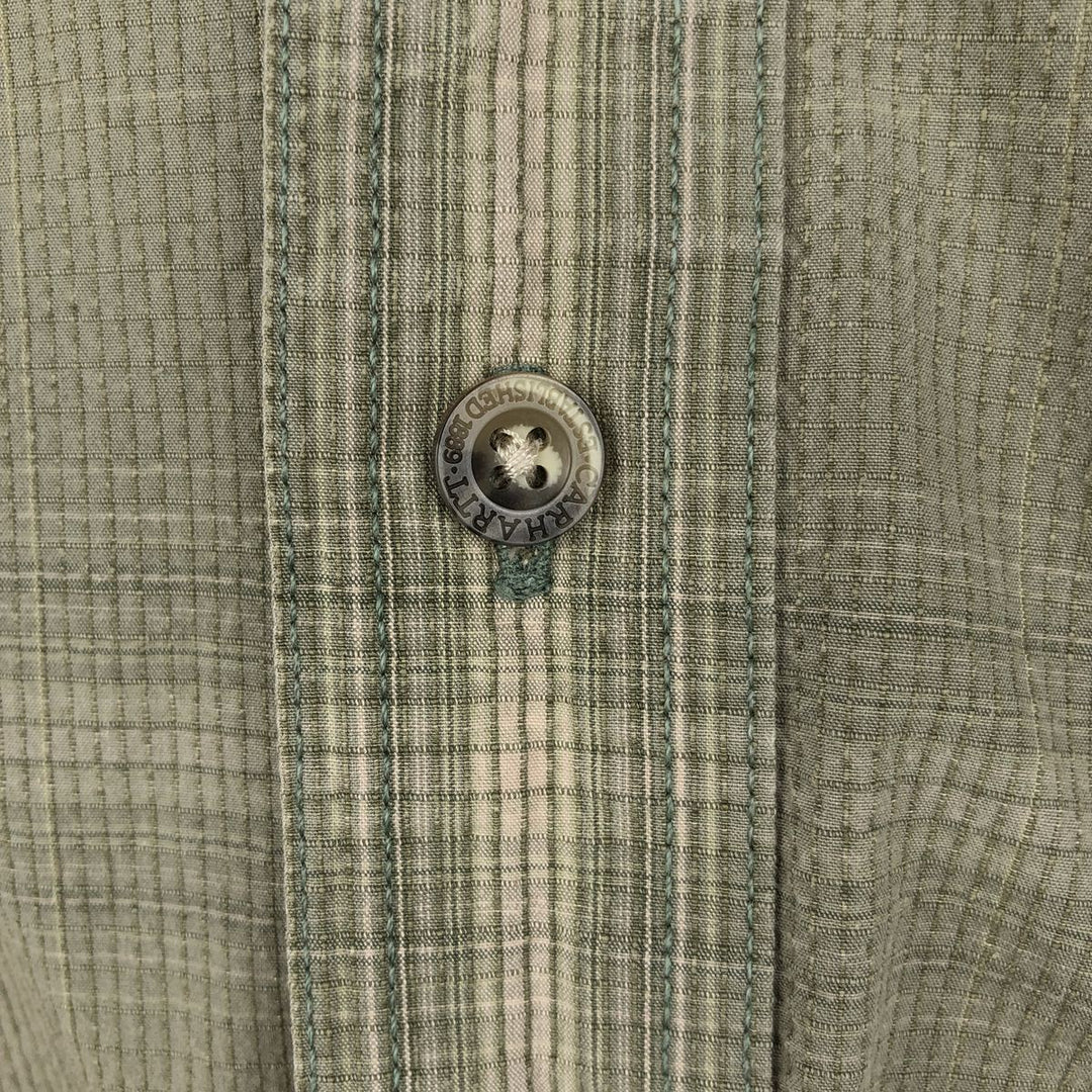 Carhartt Check Pattern Ripstop Short-Sleeve Work Shirt, Boxy Shirt, Men's Size L (approx.) cotton Khaki type sage green Vintage Second Hand