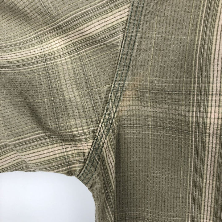 Carhartt Check Pattern Ripstop Short-Sleeve Work Shirt, Boxy Shirt, Men's Size L (approx.) cotton Khaki type sage green Vintage Second Hand
