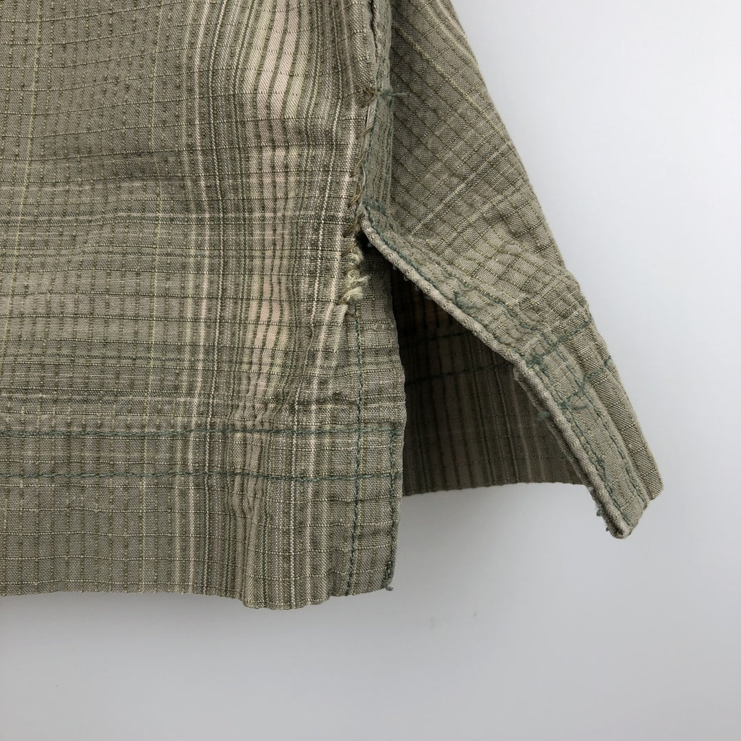 Carhartt Check Pattern Ripstop Short-Sleeve Work Shirt, Boxy Shirt, Men's Size L (approx.) cotton Khaki type sage green Vintage Second Hand