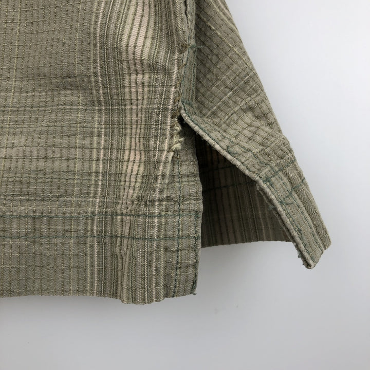 Carhartt Check Pattern Ripstop Short-Sleeve Work Shirt, Boxy Shirt, Men's Size L (approx.) cotton Khaki type sage green Vintage Second Hand
