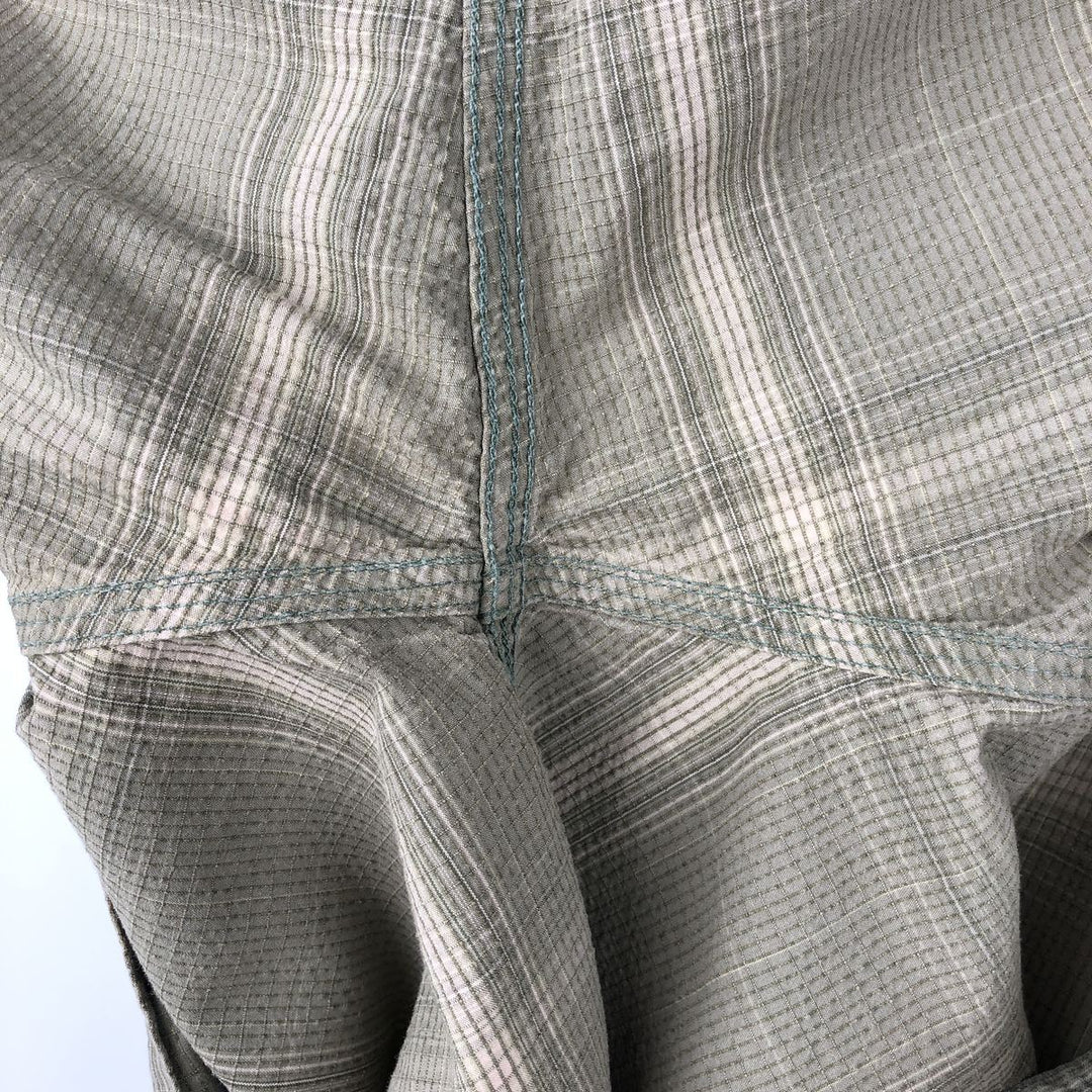 Carhartt Check Pattern Ripstop Short-Sleeve Work Shirt, Boxy Shirt, Men's Size L (approx.) cotton Khaki type sage green Vintage Second Hand