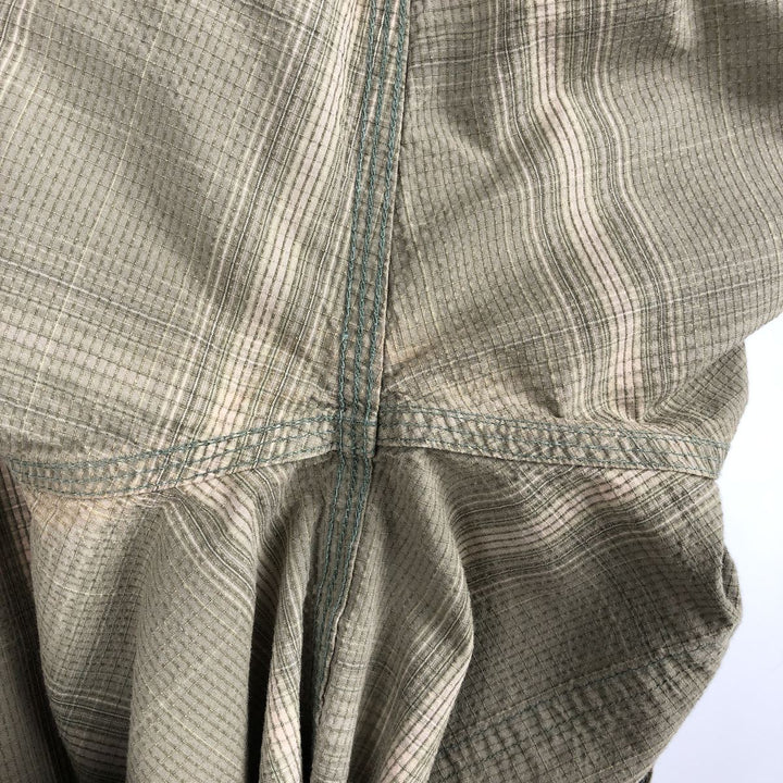 Carhartt Check Pattern Ripstop Short-Sleeve Work Shirt, Boxy Shirt, Men's Size L (approx.) cotton Khaki type sage green Vintage Second Hand