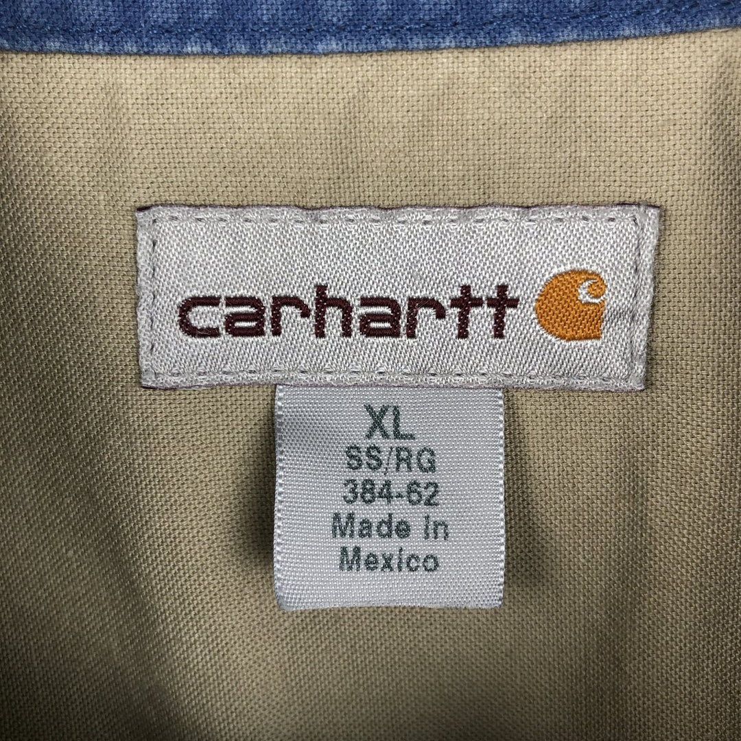 Carhartt McClelland Air Conditioning Advertising Short-Sleeve Work Shirt, Men's Size XL (approx.) cotton Beige type Vintage Second Hand