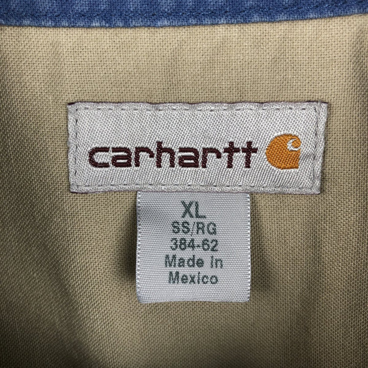 Carhartt McClelland Air Conditioning Advertising Short-Sleeve Work Shirt, Men's Size XL (approx.) cotton Beige type Vintage Second Hand