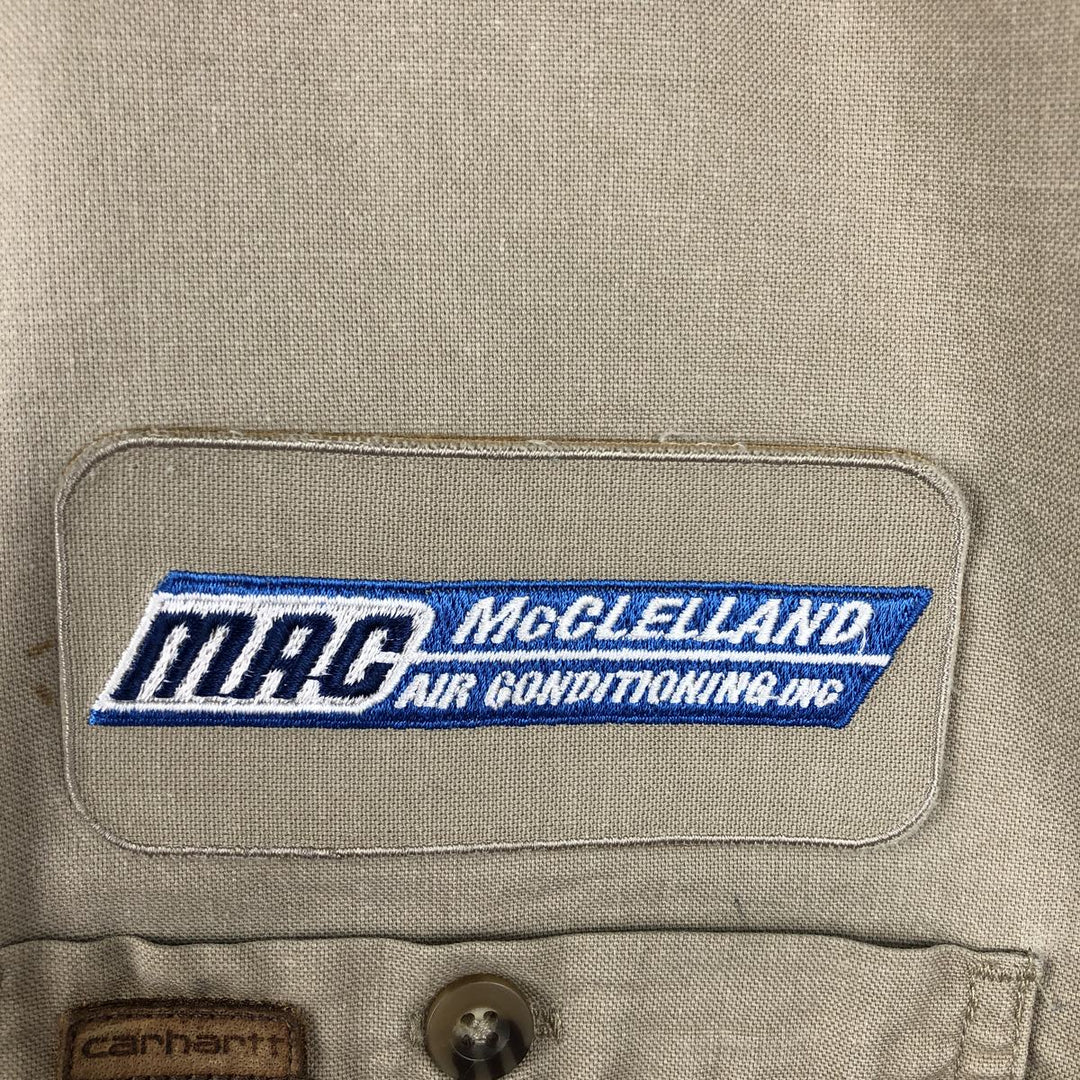 Carhartt McClelland Air Conditioning Advertising Short-Sleeve Work Shirt, Men's Size XL (approx.) cotton Beige type Vintage Second Hand
