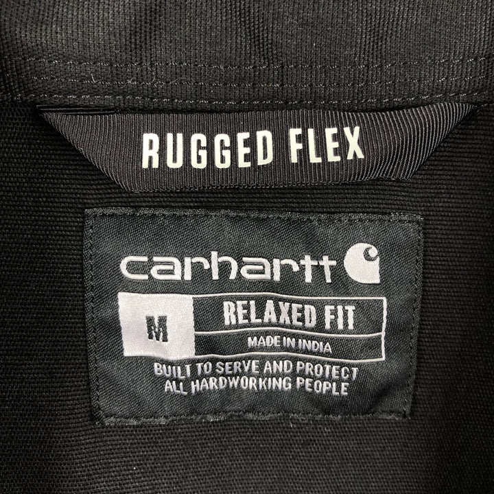 Carhartt Relaxed Fit Rugged Flex Button-Down Short-Sleeve Work Shirt (Men's Size M) cotton black type Vintage Second Hand