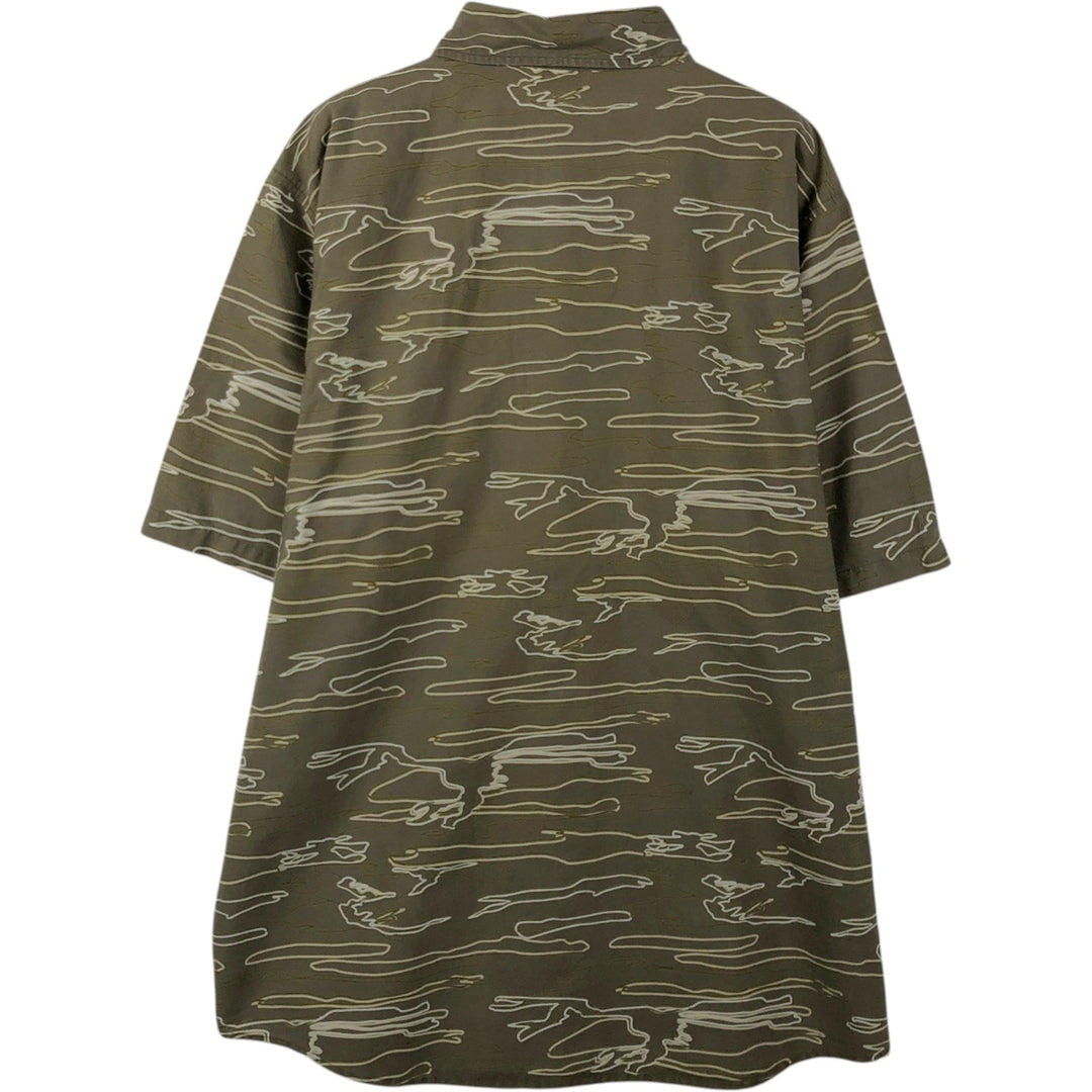 Carhartt RUGGED OUTDOOR WEAR all-over print short-sleeved work shirt, men's size L equivalent. unclear Khaki type Vintage Second Hand