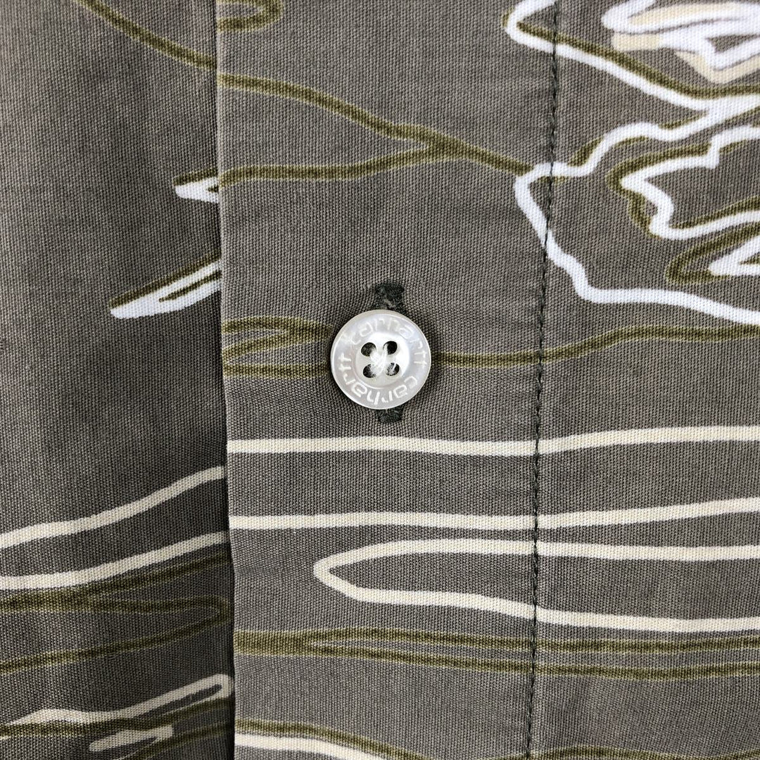 Carhartt RUGGED OUTDOOR WEAR all-over print short-sleeved work shirt, men's size L equivalent. unclear Khaki type Vintage Second Hand