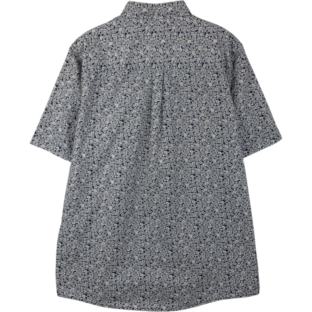 Carhartt RUGGED OUTDOOR WEAR Floral Print Button-Down Short-Sleeve Work Shirt (Men's Size L) cotton navy blue type Vintage Second Hand