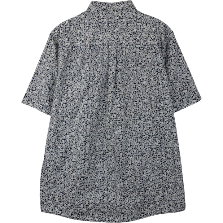 Carhartt RUGGED OUTDOOR WEAR Floral Print Button-Down Short-Sleeve Work Shirt (Men's Size L) cotton navy blue type Vintage Second Hand