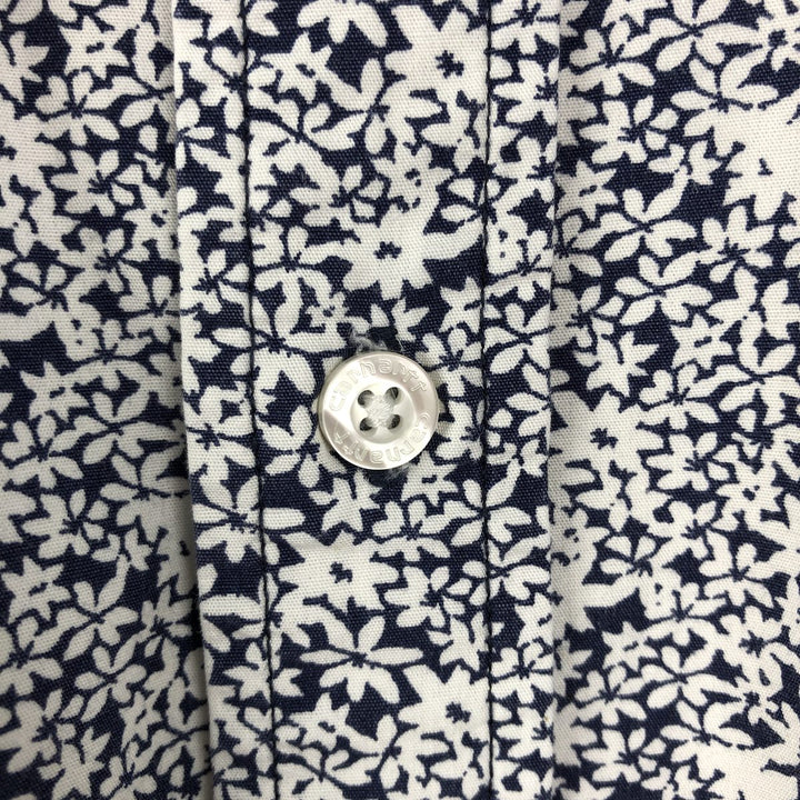 Carhartt RUGGED OUTDOOR WEAR Floral Print Button-Down Short-Sleeve Work Shirt (Men's Size L) cotton navy blue type Vintage Second Hand