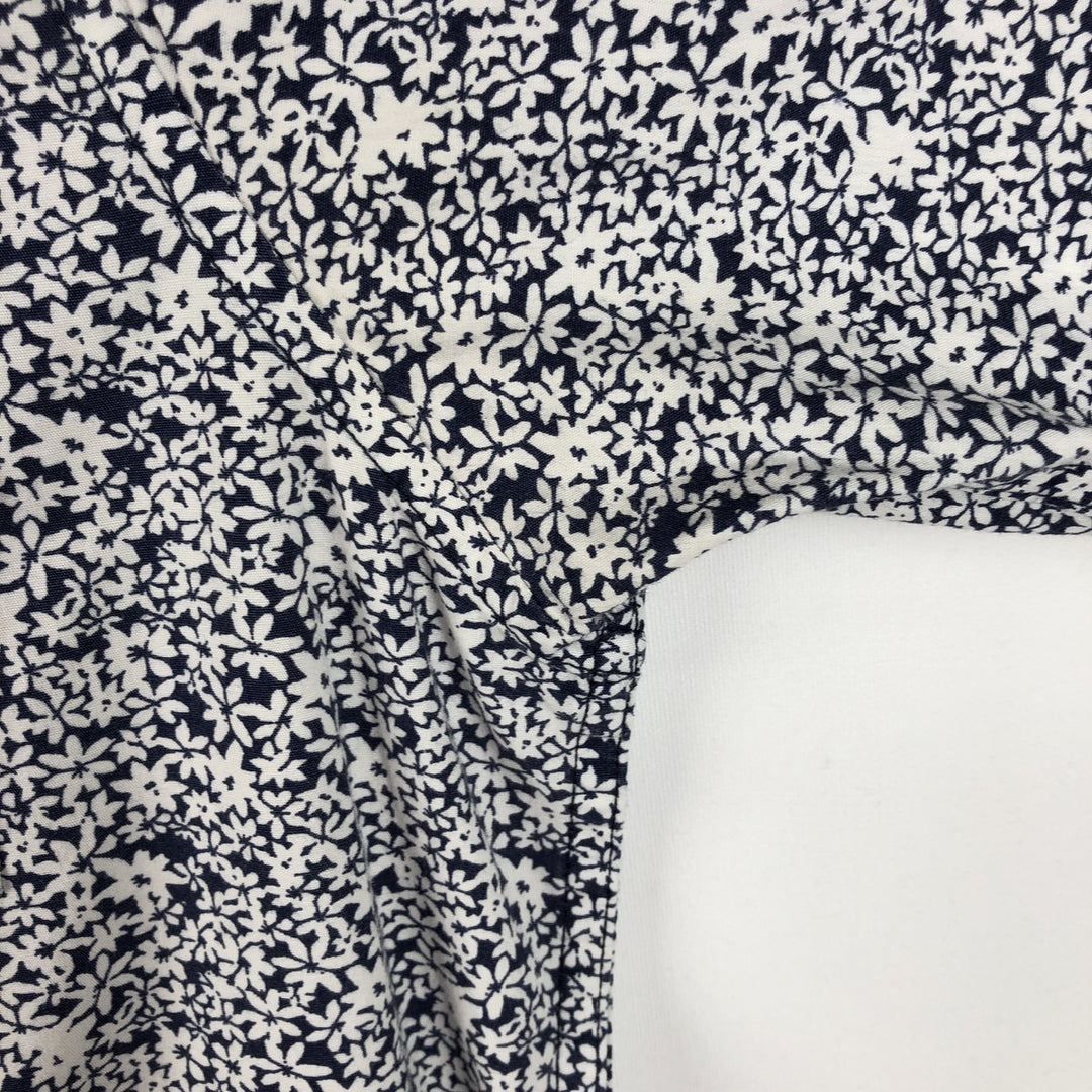 Carhartt RUGGED OUTDOOR WEAR Floral Print Button-Down Short-Sleeve Work Shirt (Men's Size L) cotton navy blue type Vintage Second Hand