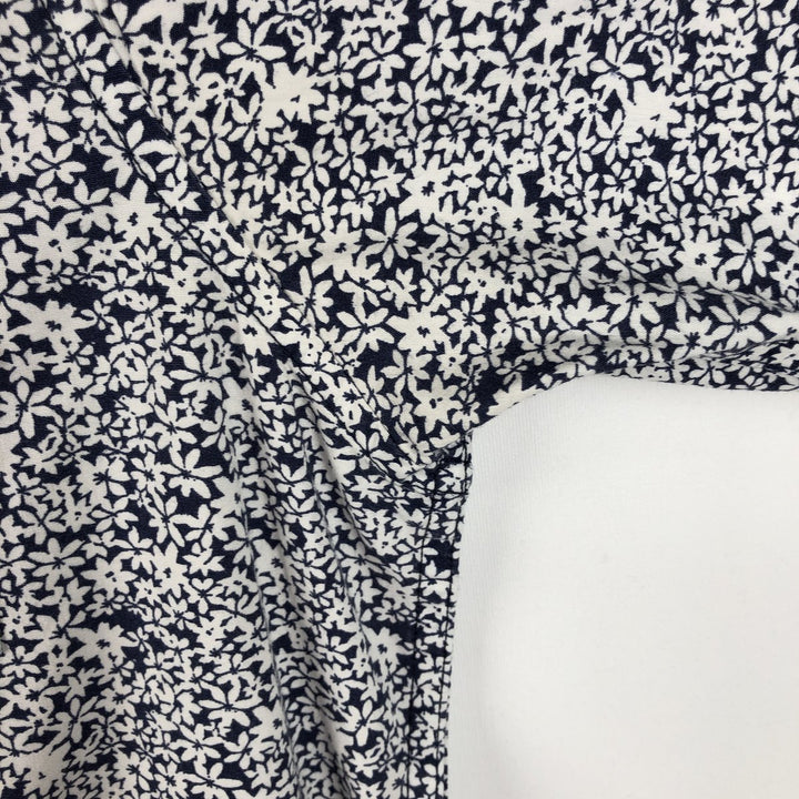 Carhartt RUGGED OUTDOOR WEAR Floral Print Button-Down Short-Sleeve Work Shirt (Men's Size L) cotton navy blue type Vintage Second Hand