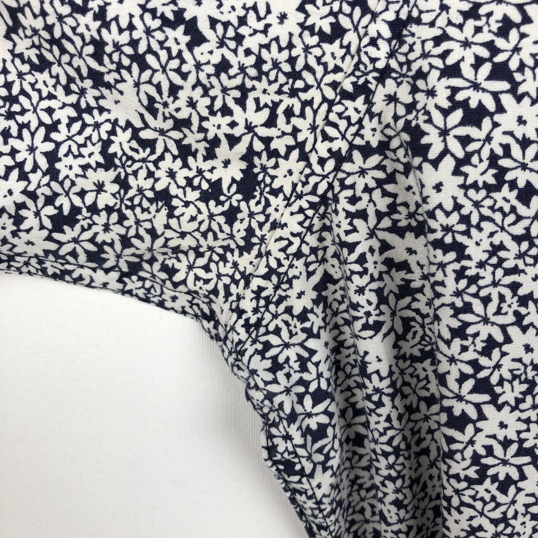 Carhartt RUGGED OUTDOOR WEAR Floral Print Button-Down Short-Sleeve Work Shirt (Men's Size L) cotton navy blue type Vintage Second Hand