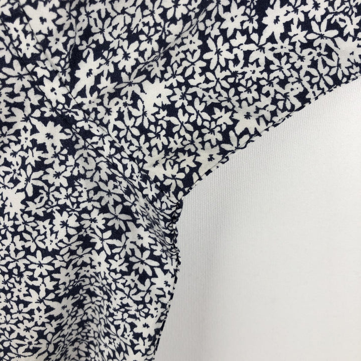 Carhartt RUGGED OUTDOOR WEAR Floral Print Button-Down Short-Sleeve Work Shirt (Men's Size L) cotton navy blue type Vintage Second Hand