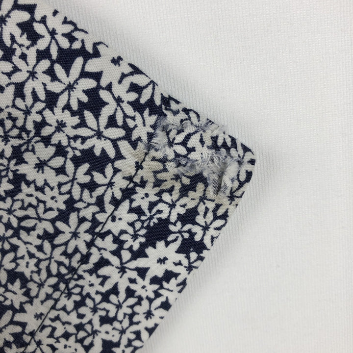Carhartt RUGGED OUTDOOR WEAR Floral Print Button-Down Short-Sleeve Work Shirt (Men's Size L) cotton navy blue type Vintage Second Hand