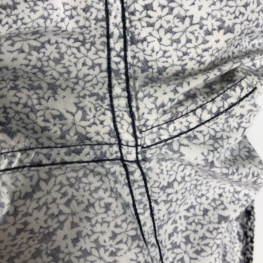 Carhartt RUGGED OUTDOOR WEAR Floral Print Button-Down Short-Sleeve Work Shirt (Men's Size L) cotton navy blue type Vintage Second Hand
