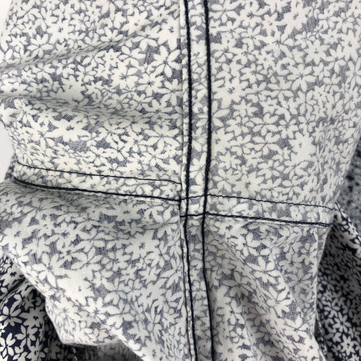 Carhartt RUGGED OUTDOOR WEAR Floral Print Button-Down Short-Sleeve Work Shirt (Men's Size L) cotton navy blue type Vintage Second Hand