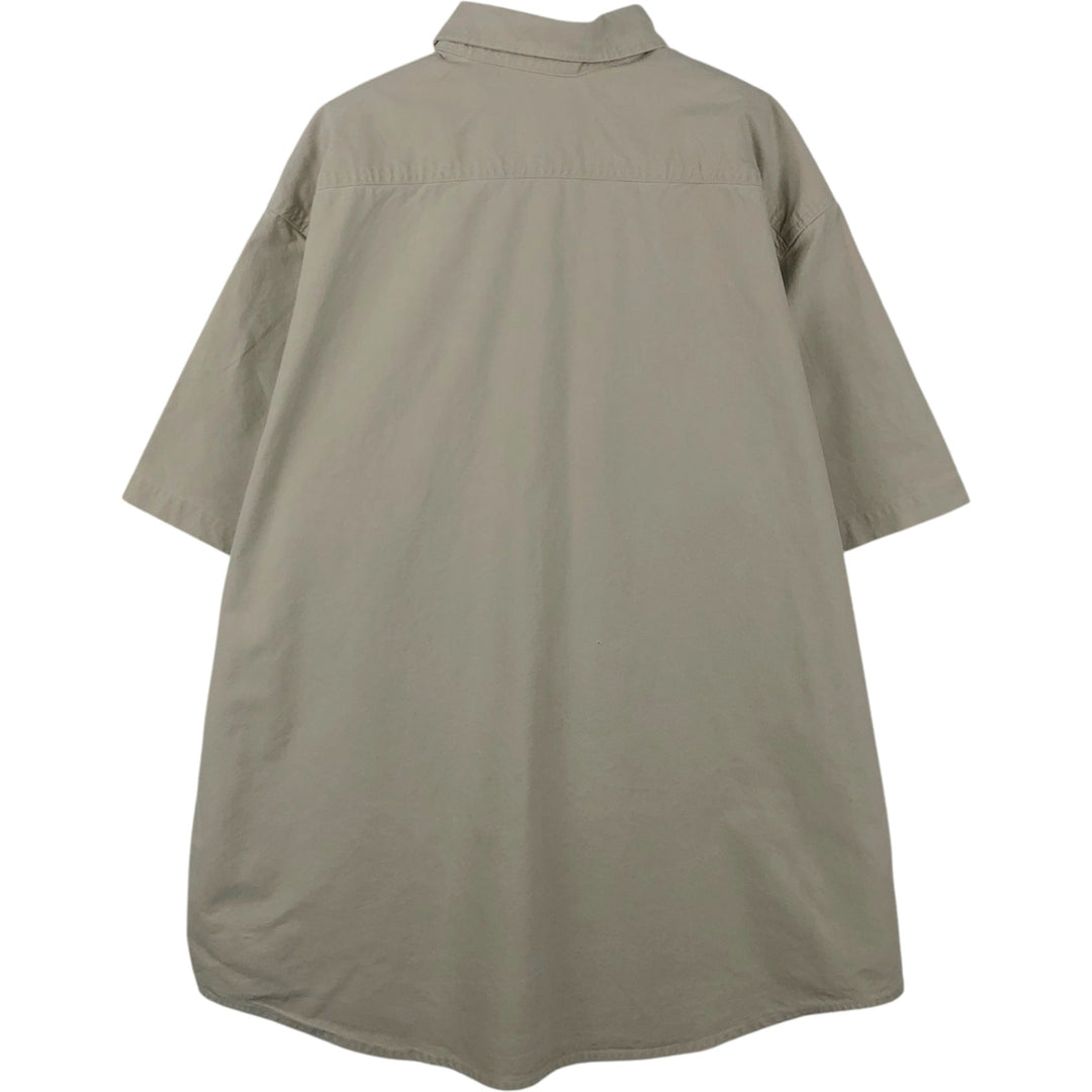 2000'S Carhartt RUGGED OUTDOOR WEAR Button-Down Short-Sleeve Work Shirt, Made in USA, Men's Size XL (approx.) cotton Beige type Vintage Second Hand