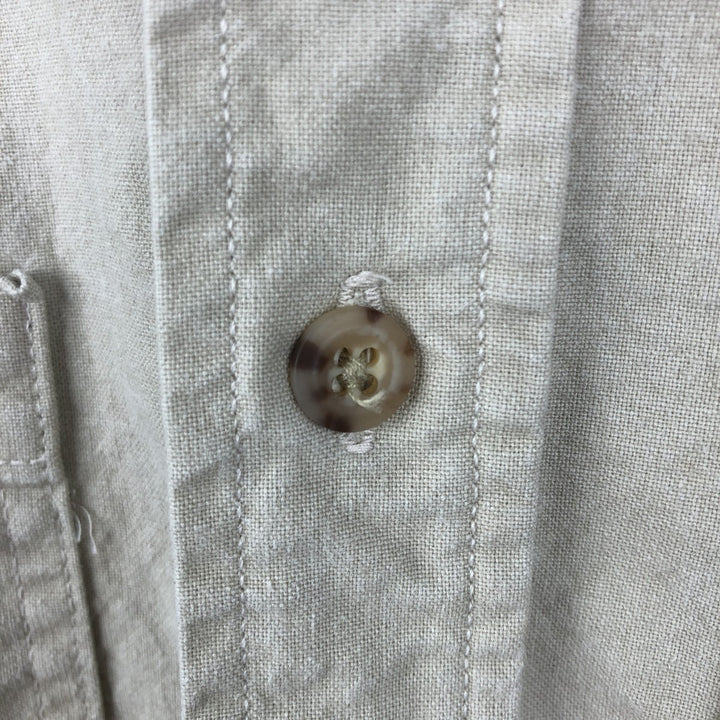 2000'S Carhartt RUGGED OUTDOOR WEAR Button-Down Short-Sleeve Work Shirt, Made in USA, Men's Size XL (approx.) cotton Beige type Vintage Second Hand
