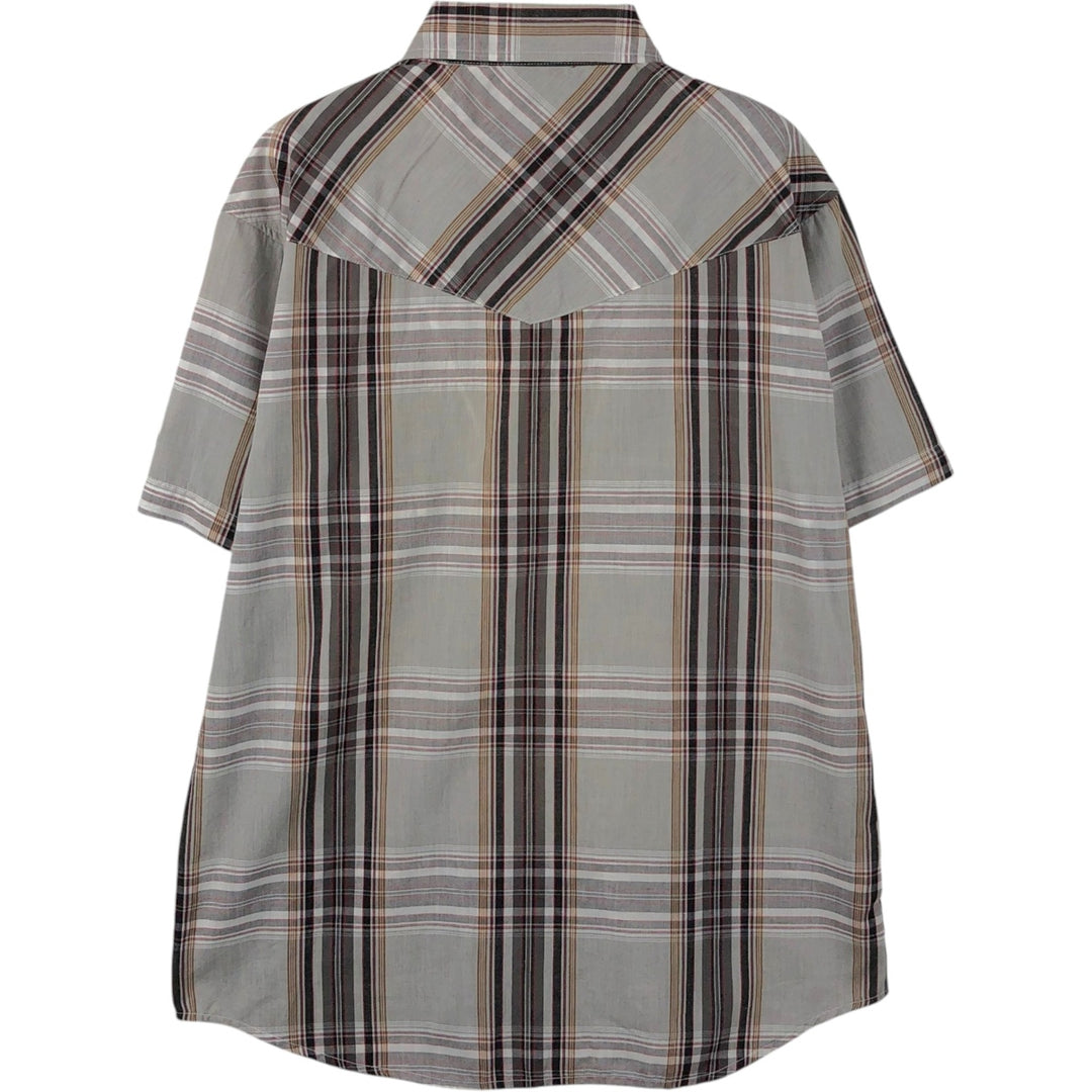 Dickies Check Pattern Short-Sleeve Western Shirt, Men's Size M (approx.) cotton gray type Vintage Second Hand