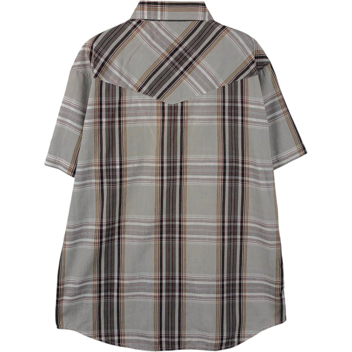 Dickies Check Pattern Short-Sleeve Western Shirt, Men's Size M (approx.) cotton gray type Vintage Second Hand