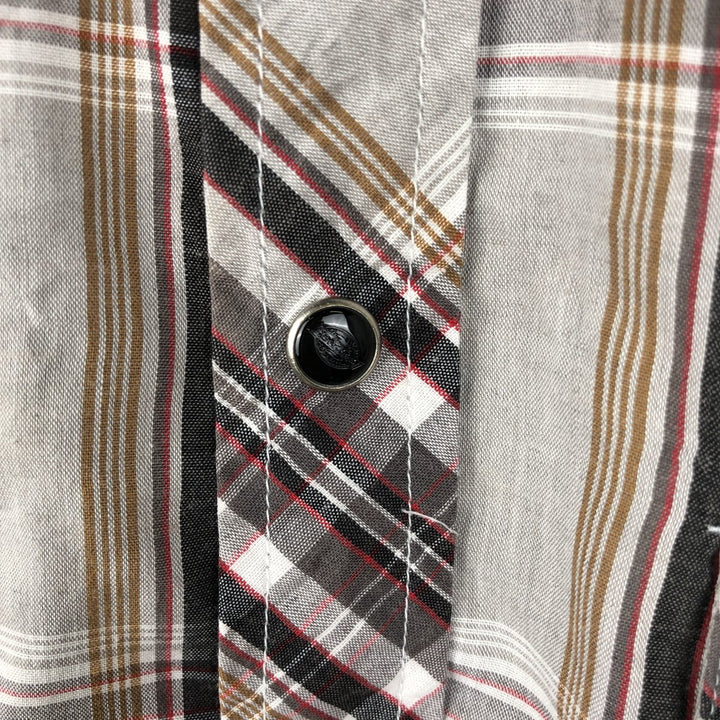 Dickies Check Pattern Short-Sleeve Western Shirt, Men's Size M (approx.) cotton gray type Vintage Second Hand