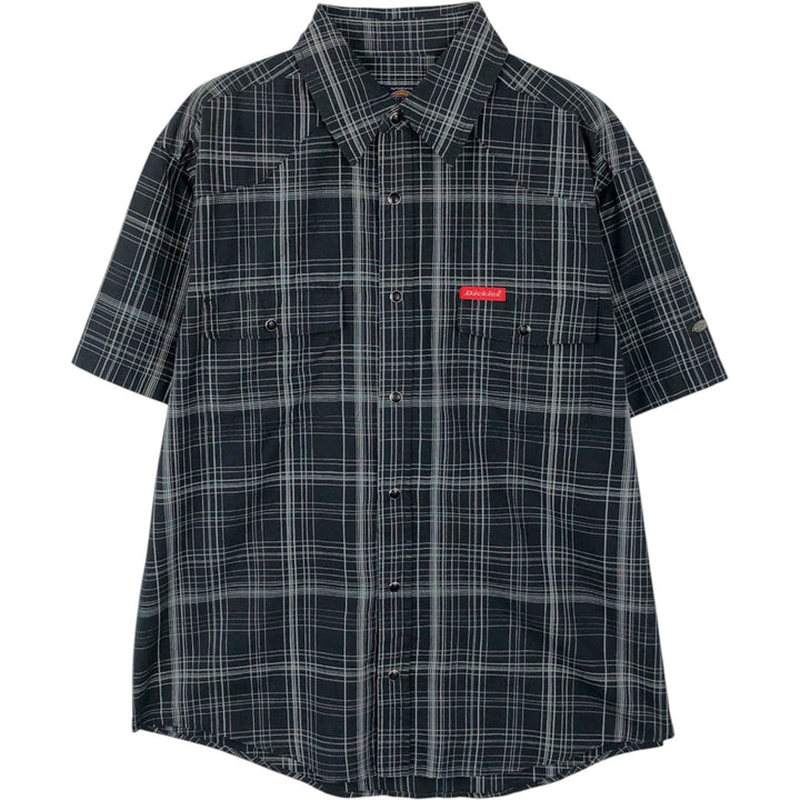 Dickies Check Pattern Short-Sleeve Western Shirt, Men's Size M (approx.) cotton black type Vintage Second Hand