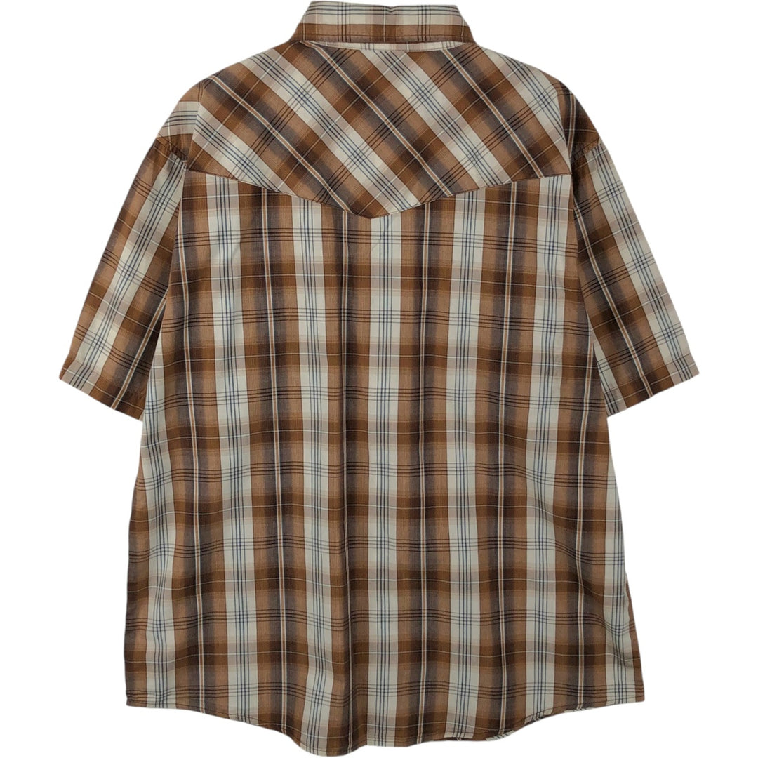 Dickies Check Pattern Short-Sleeve Western Shirt, Men's Size L (approx.) cotton brown type Vintage Second Hand