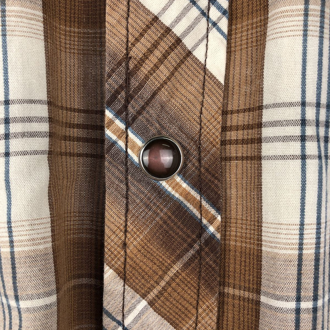 Dickies Check Pattern Short-Sleeve Western Shirt, Men's Size L (approx.) cotton brown type Vintage Second Hand