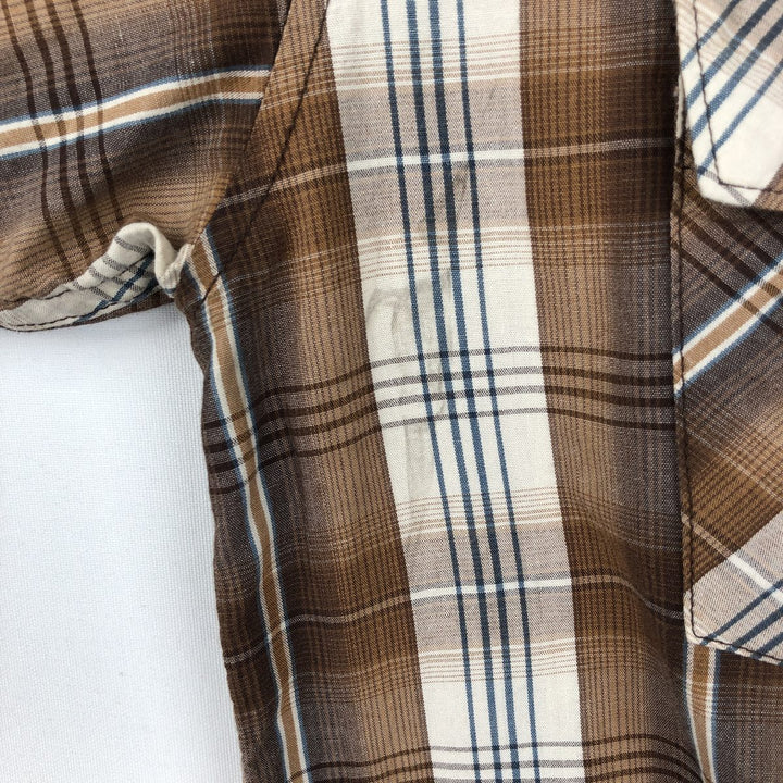 Dickies Check Pattern Short-Sleeve Western Shirt, Men's Size L (approx.) cotton brown type Vintage Second Hand