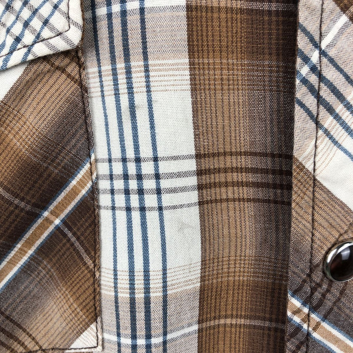 Dickies Check Pattern Short-Sleeve Western Shirt, Men's Size L (approx.) cotton brown type Vintage Second Hand