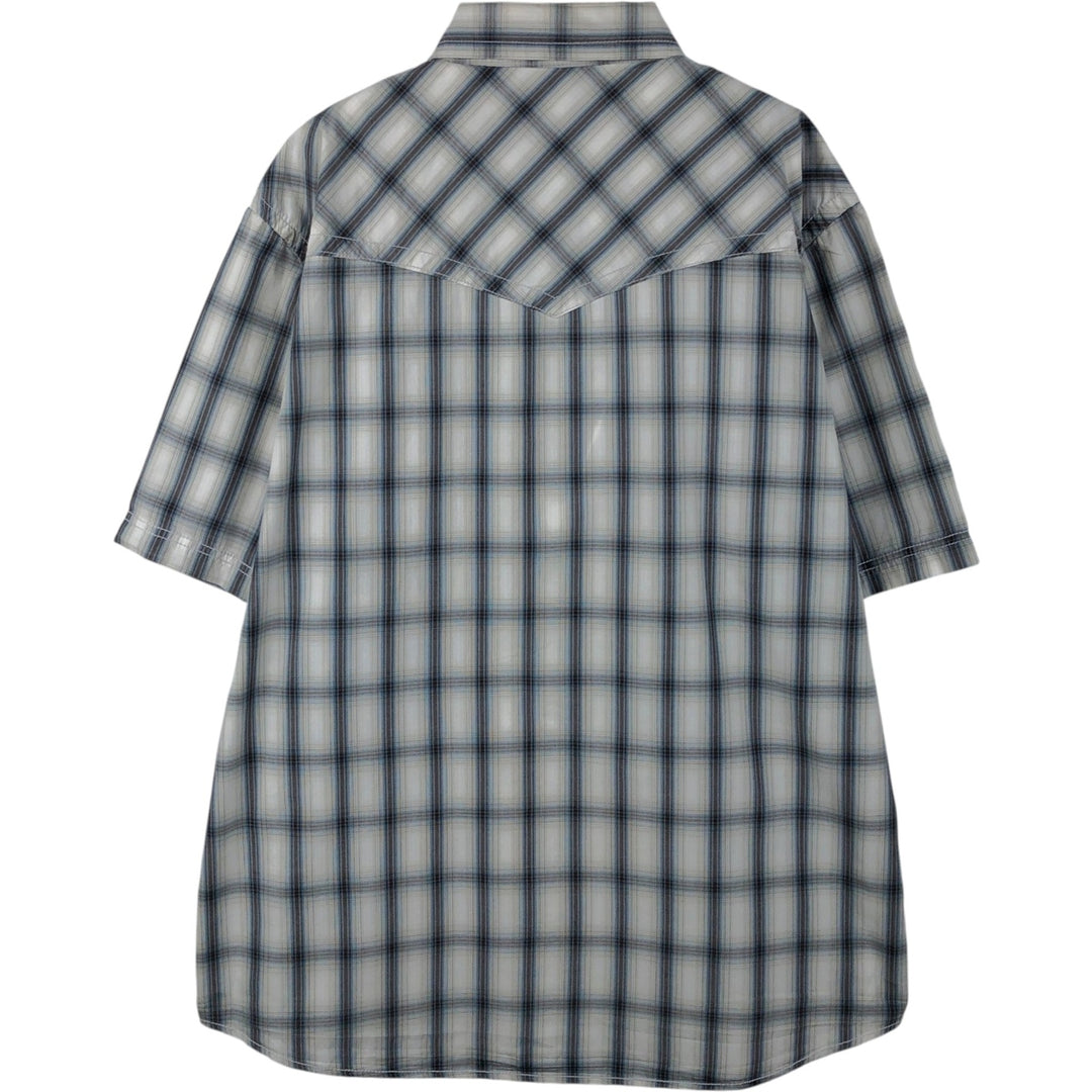 Dickies Check Pattern Short-Sleeve Western Shirt, Men's Size XL (approx.) unclear gray type Vintage Second Hand