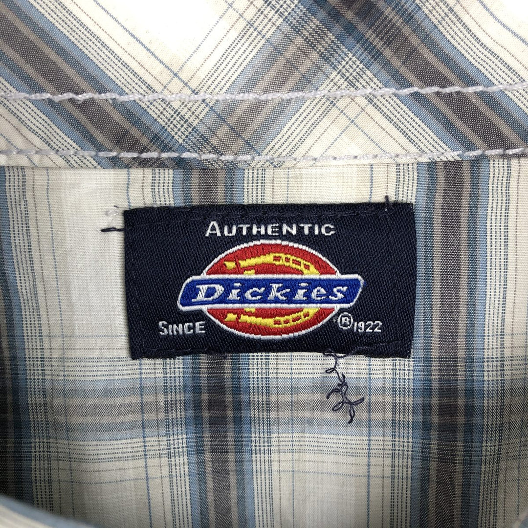 Dickies Check Pattern Short-Sleeve Western Shirt, Men's Size XL (approx.) unclear gray type Vintage Second Hand