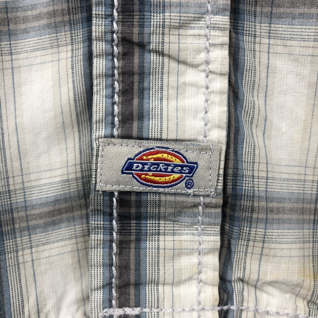 Dickies Check Pattern Short-Sleeve Western Shirt, Men's Size XL (approx.) unclear gray type Vintage Second Hand