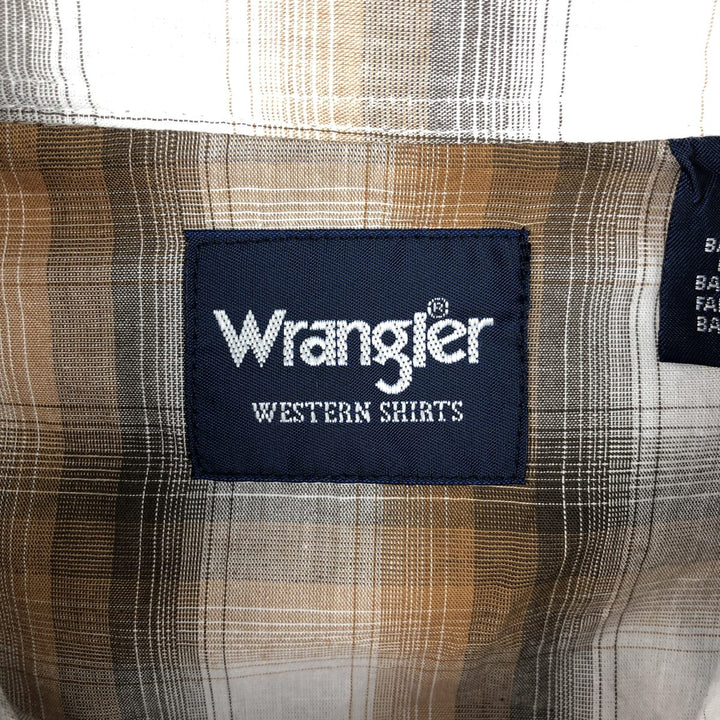 Wrangler Ombre Check Short-Sleeve Western Shirt, Men's Size L (approx.) cotton brown type Vintage Second Hand