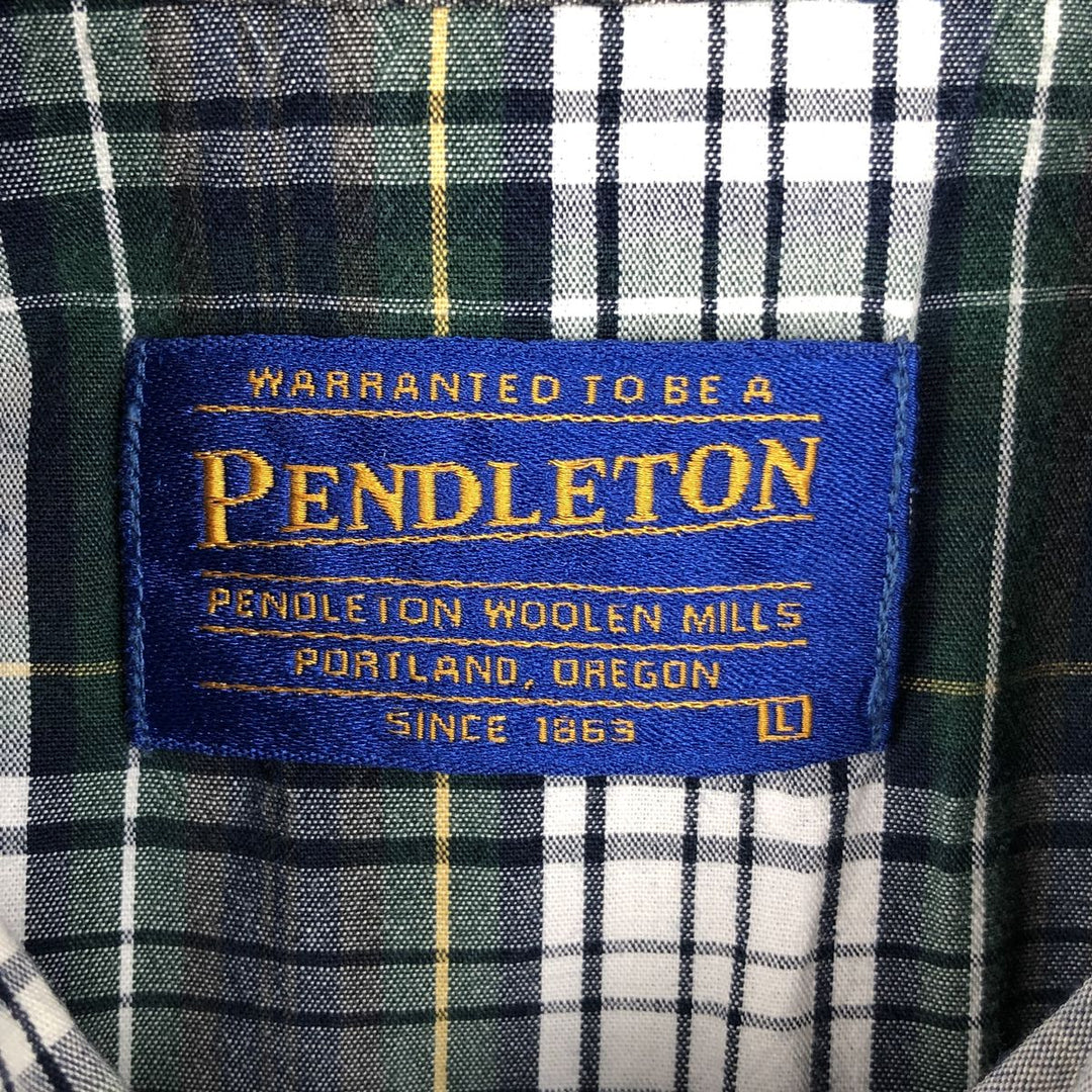 2000'S Pendleton Tartan Check Short-Sleeve Western Shirt, Men's Size L (approx.) cotton white type Vintage Second Hand